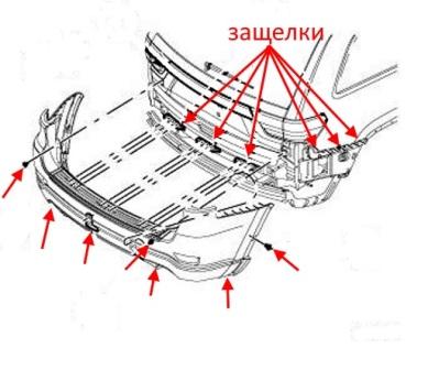 diagram of rear bumper Jeep Grand Cherokee WK2 (after 2011)